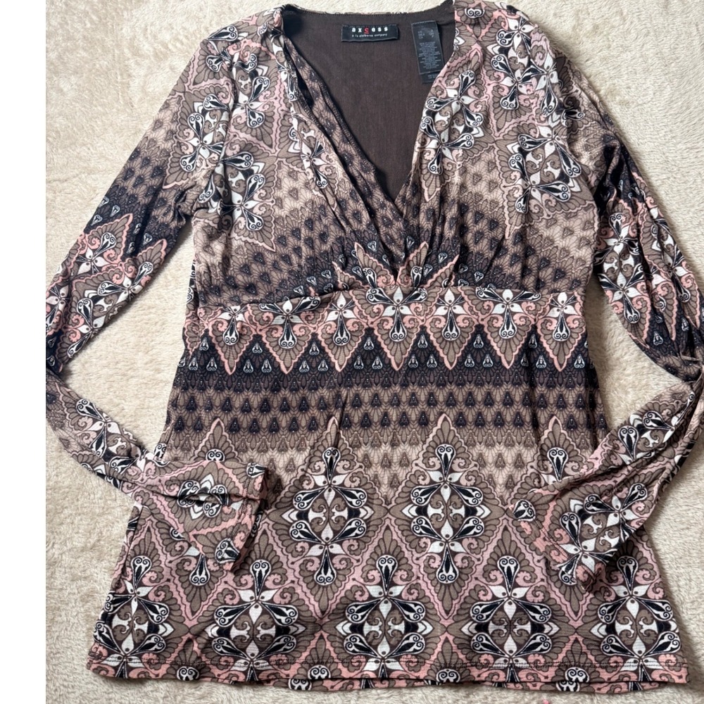 Axcess Liz Claiborne Women Babydoll Surplice Top Small Y2K 90s Whimsigoth